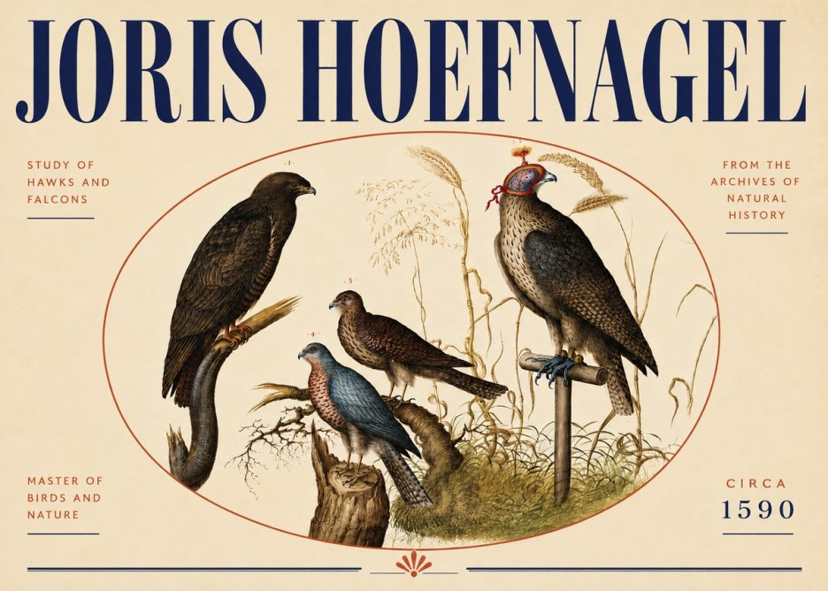 Joris Hoefnagel Studies of Hawks and Falcons No5 - Póster