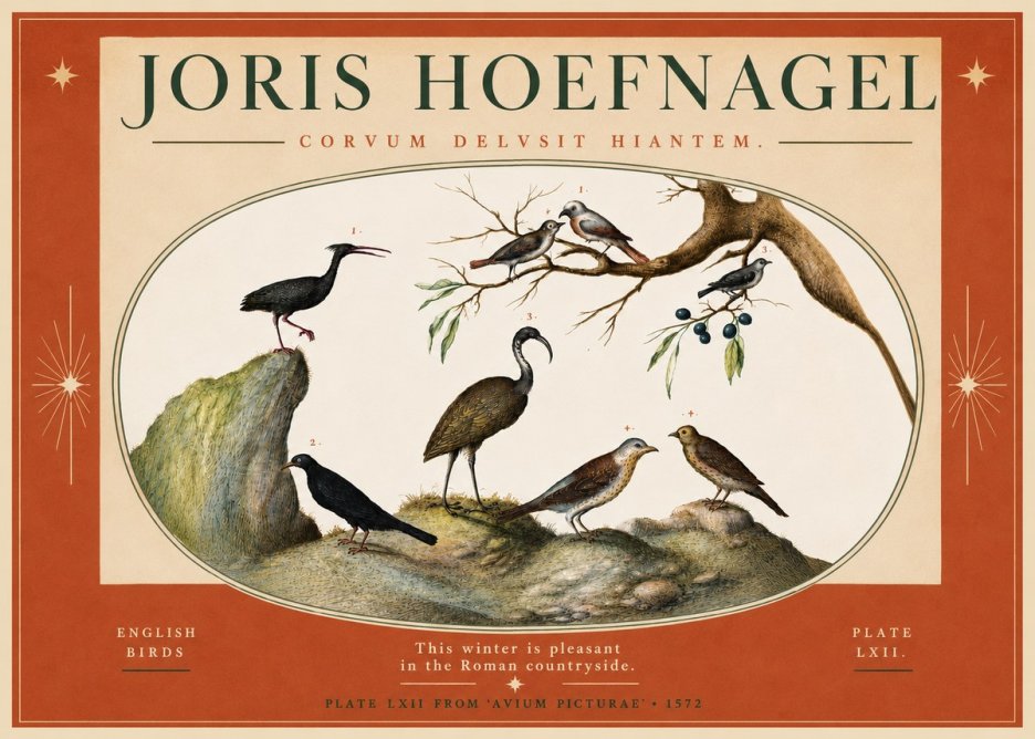 Joris Hoefnagel English Birds Plate Lxii No4 - Póster
