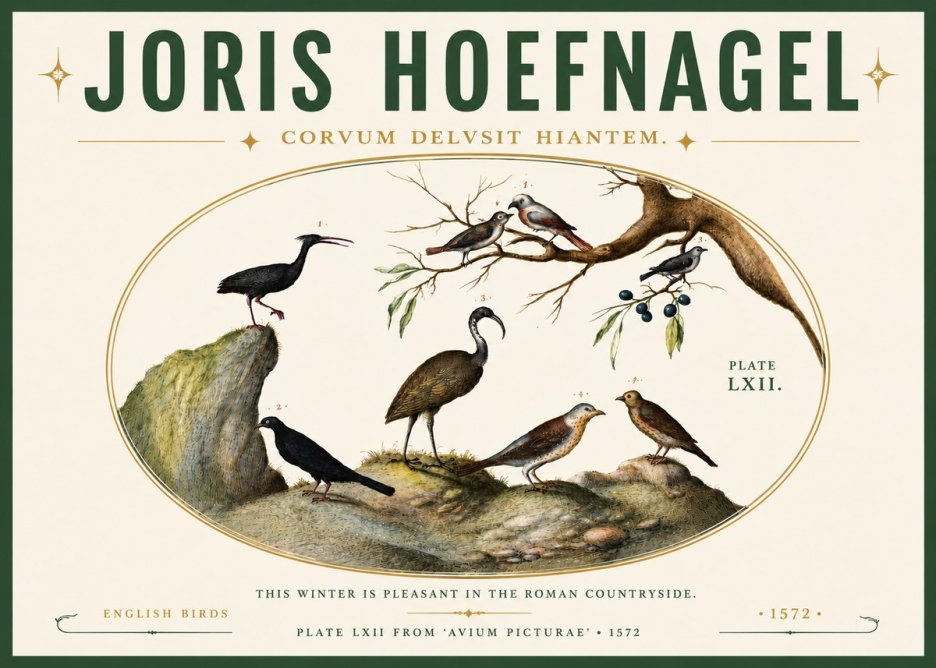 Joris Hoefnagel English Birds Plate Lxii No6 - Póster