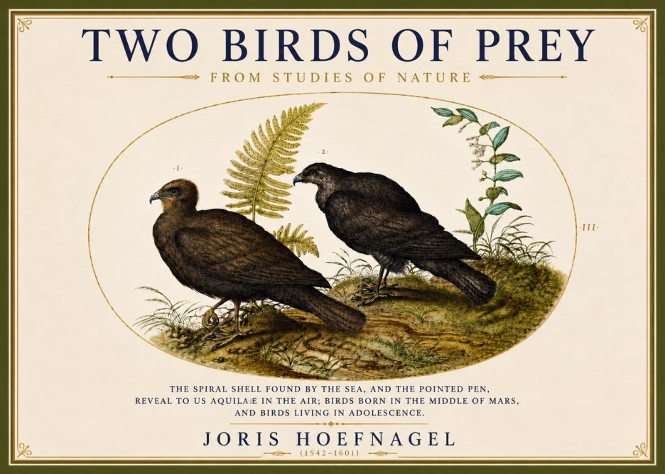 Joris Hoefnagel Two Birds of Prey - from Studies of Nature No5 - Póster