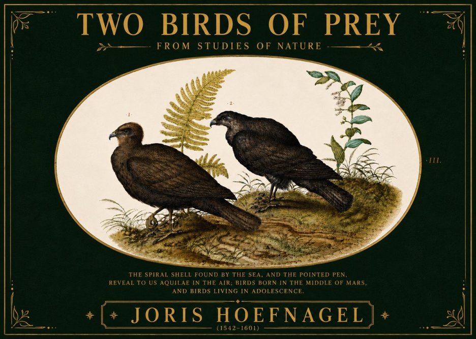 Joris Hoefnagel Two Birds of Prey - from Studies of Nature No6 - Póster