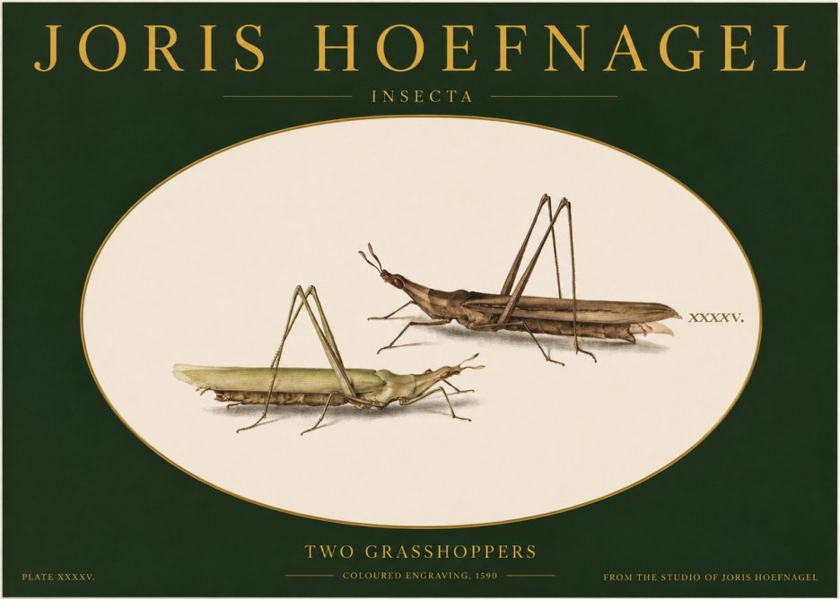 Joris Hoefnagel Two Grasshoppers No2 - Póster
