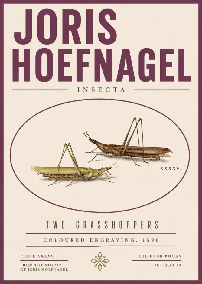 Joris Hoefnagel Two Grasshoppers No5 - Póster