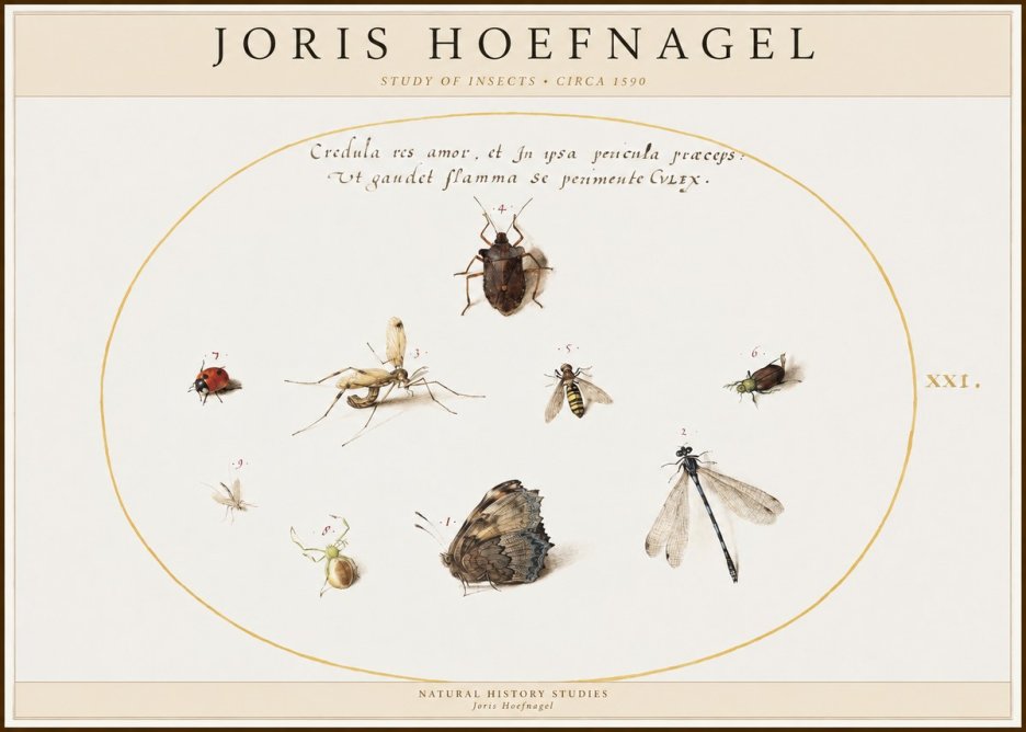 Joris Hoefnagel Study of Insects • Circa 1590 No1 - Póster