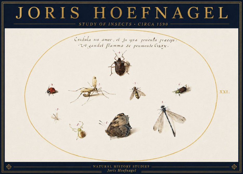 Joris Hoefnagel Study of Insects • Circa 1590 No4 - Póster