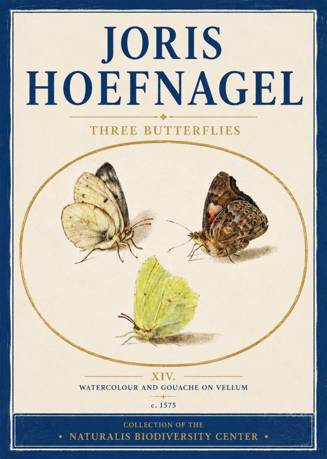 Joris Hoefnagel Three Butterflies II No4 - Póster