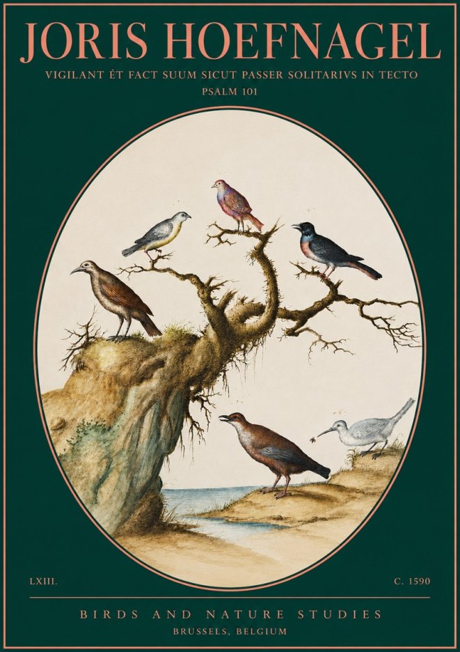 Joris Hoefnagel Vigilant Et Fact Suum Sicut Passer Solitarius in Tecto No4 - Póster