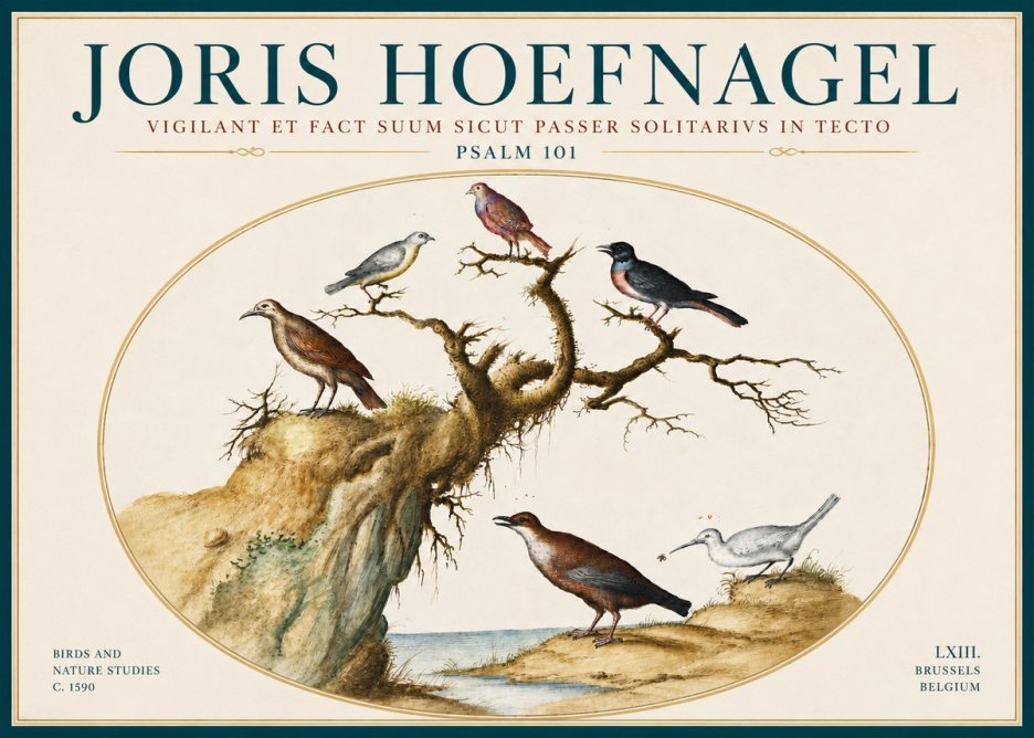 Joris Hoefnagel Vigilant Et Fact Suum Sicut Passer Solitarius in Tecto No6 - Póster