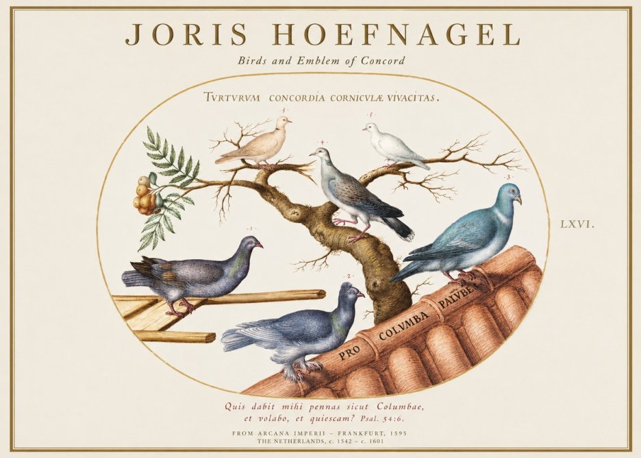 Joris Hoefnagel Birds and Emblem of Concord No1 - Póster