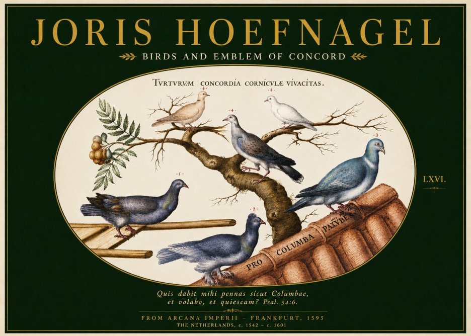 Joris Hoefnagel Birds and Emblem of Concord No3 - Póster