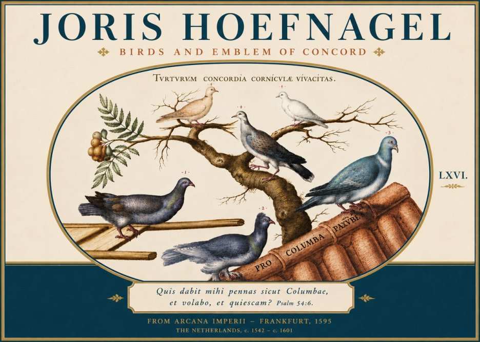 Joris Hoefnagel Birds and Emblem of Concord No4 - Póster