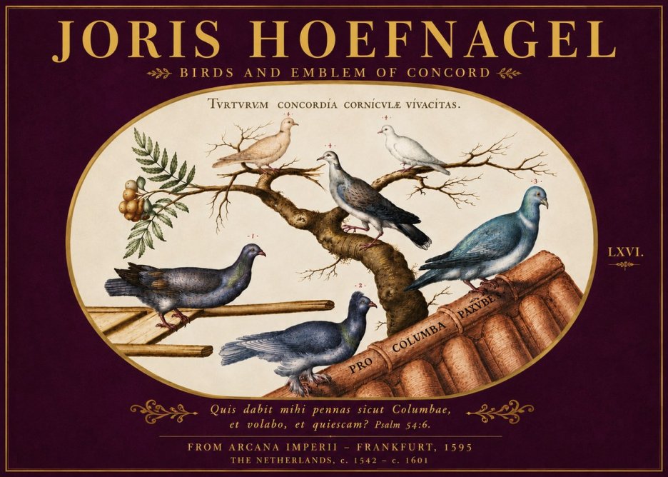 Joris Hoefnagel Birds and Emblem of Concord No5 - Póster