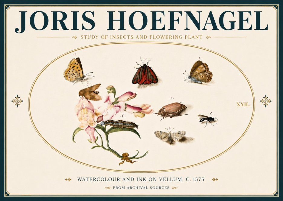 Joris Hoefnagel Study of Insects and Flowering Plant No6 - Póster