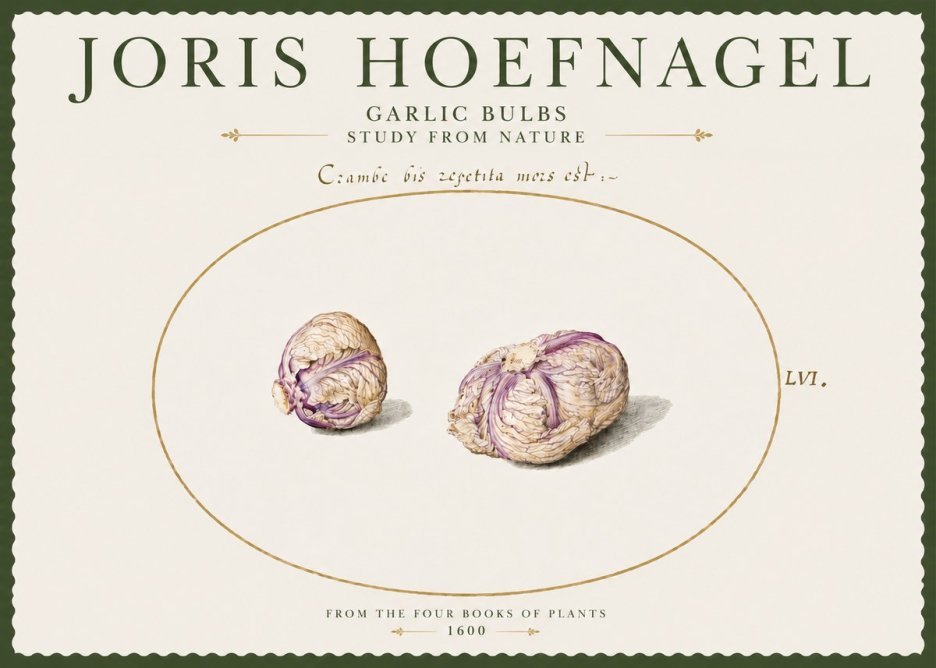Joris Hoefnagel Garlic Bulbs Study from Nature No4 - Póster