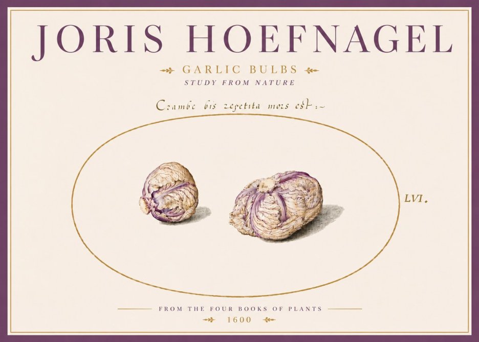 Joris Hoefnagel Garlic Bulbs Study from Nature No5 - Póster