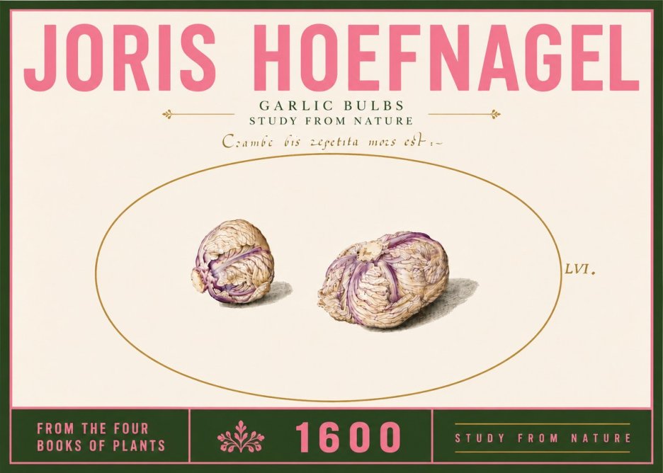 Joris Hoefnagel Garlic Bulbs Study from Nature No6 - Póster