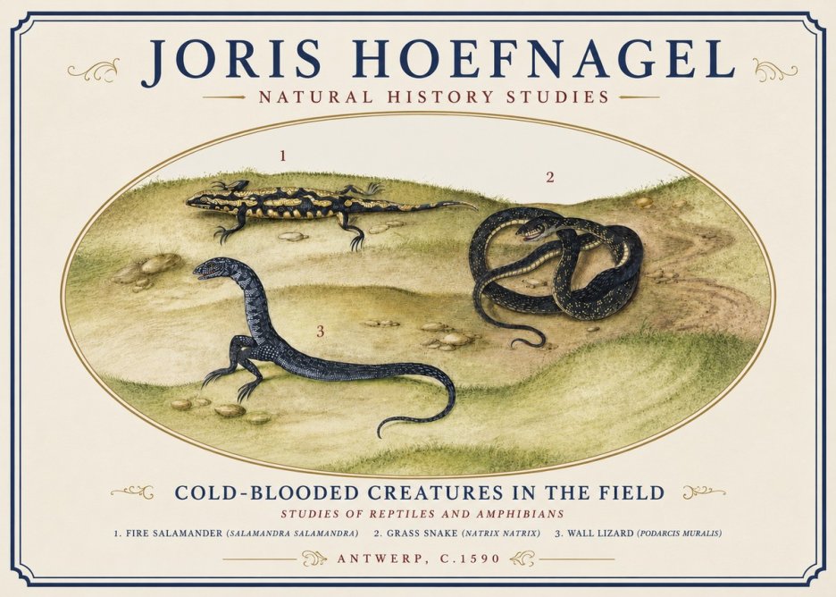 Joris Hoefnagel Cold-blooded Creatures in the Field No3 - Póster
