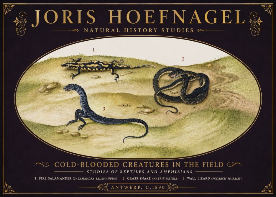 Joris Hoefnagel Cold-blooded Creatures in the Field No6 - Póster