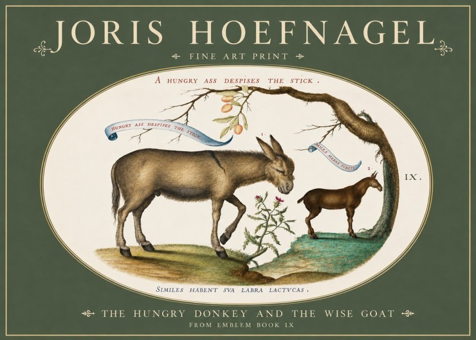 Joris Hoefnagel The Hungry Donkey and the Wise Goat No3 - Póster