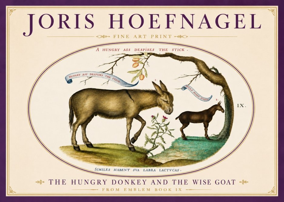 Joris Hoefnagel The Hungry Donkey and the Wise Goat No5 - Póster