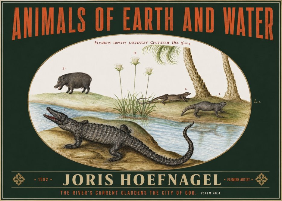 Joris Hoefnagel Animals of Earth and Water No2 - Póster