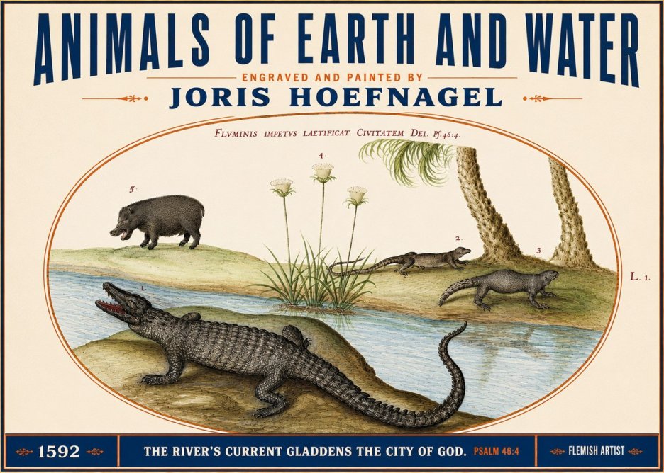 Joris Hoefnagel Animals of Earth and Water No3 - Póster