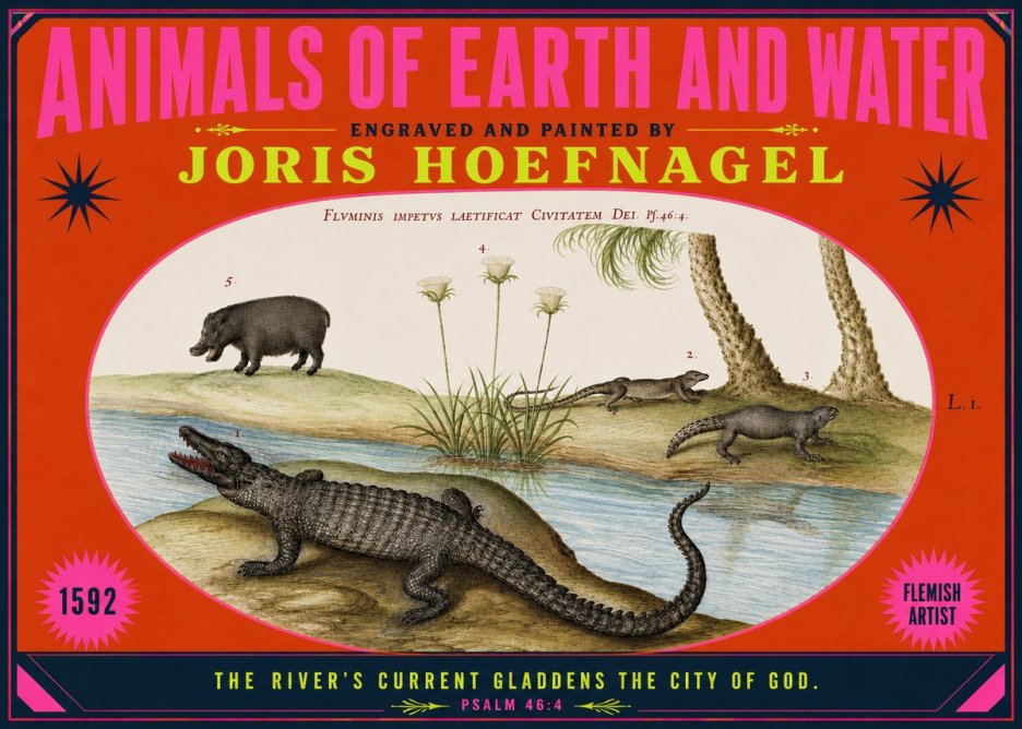 Joris Hoefnagel Animals of Earth and Water No4 - Póster
