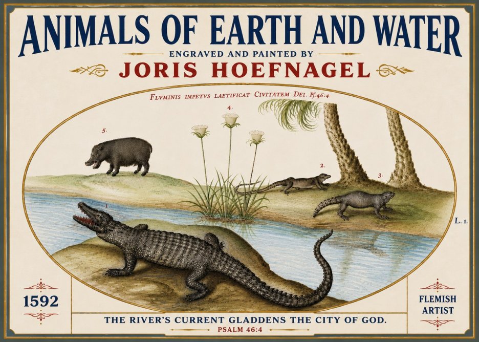 Joris Hoefnagel Animals of Earth and Water No6 - Póster