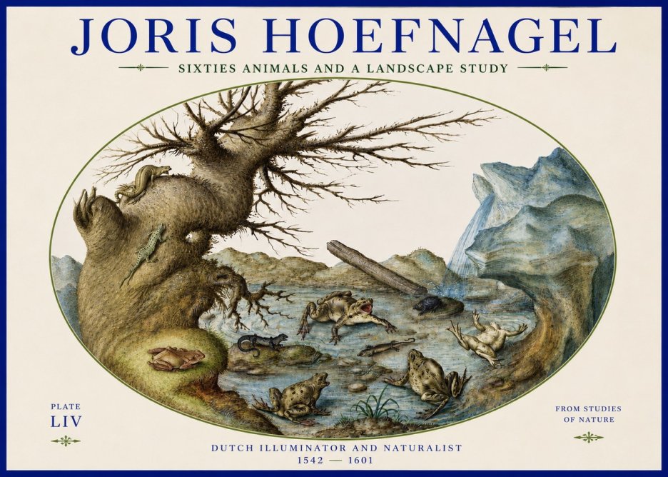 Joris Hoefnagel Sixtties Animals and a Landscape Study No3 - Póster