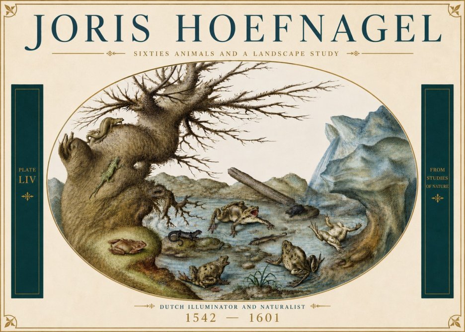 Joris Hoefnagel Sixtties Animals and a Landscape Study No4 - Póster