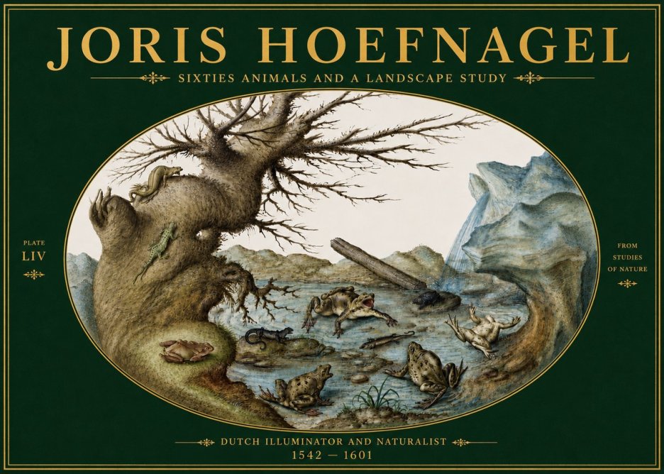 Joris Hoefnagel Sixtties Animals and a Landscape Study No5 - Póster
