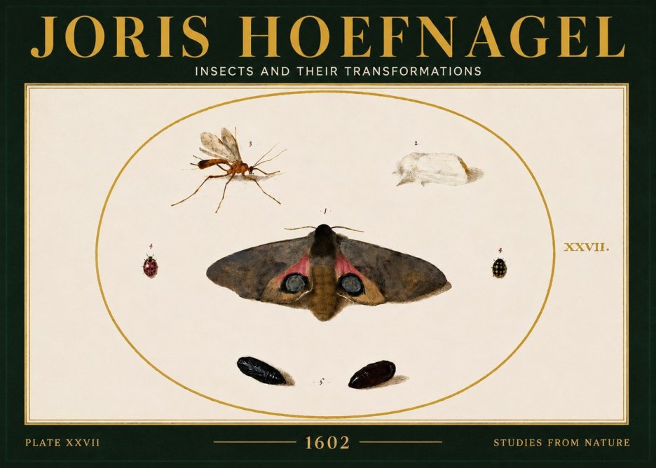 Joris Hoefnagel Insects and Their Transformations - Plate Xxvii No6 - Póster