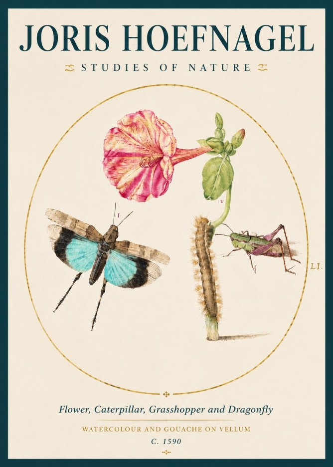 Joris Hoefnagel Plate L1. Studies of Insects and Plants No4 - Póster