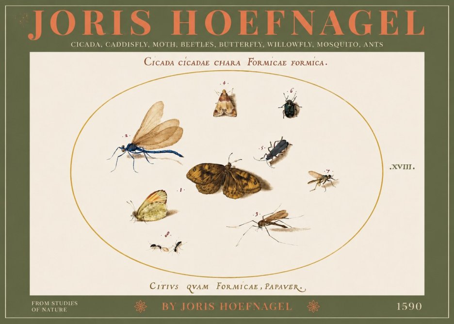 Joris Hoefnagel Cicada Cicadae Chara Formicae Formica. No3 - Póster