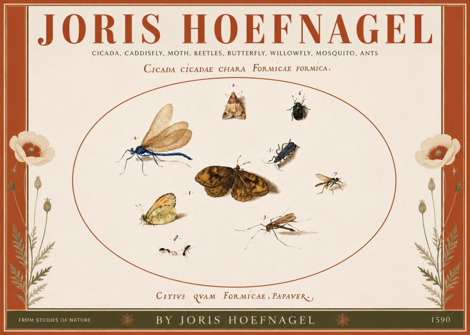 Joris Hoefnagel Cicada Cicadae Chara Formicae Formica. No5 - Póster
