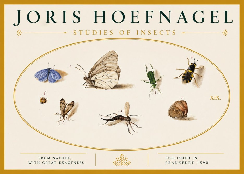 Joris Hoefnagel Studies of Insects V No4 - Póster