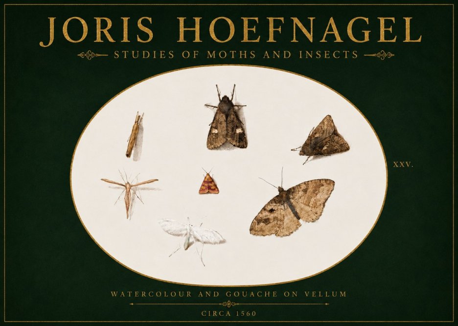 Joris Hoefnagel Studies of Moths and Insects - Xxv. No4 - Póster