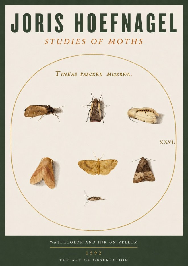 Joris Hoefnagel Studies of Moths II No2 - Póster