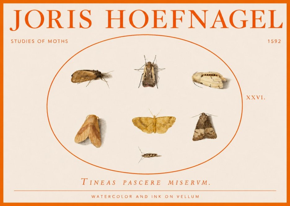Joris Hoefnagel Studies of Moths II No3 - Póster