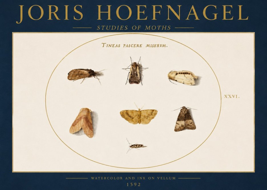 Joris Hoefnagel Studies of Moths II No4 - Póster
