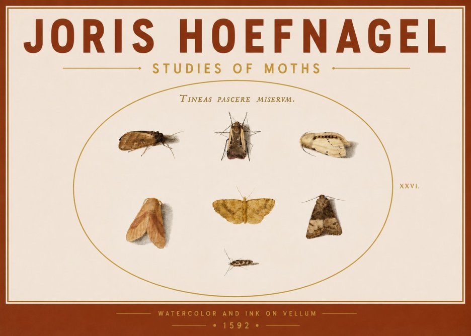 Joris Hoefnagel Studies of Moths II No5 - Póster