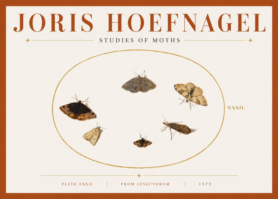 Joris Hoefnagel Studies of Moths III No5 - Póster