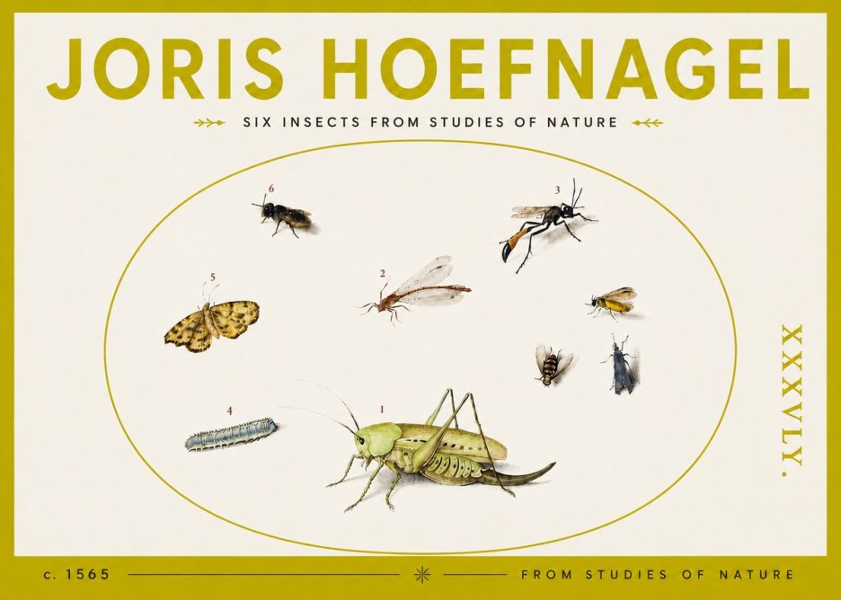 Joris Hoefnagel Six Insects from Studies of Nature C. 1565 No4 - Póster