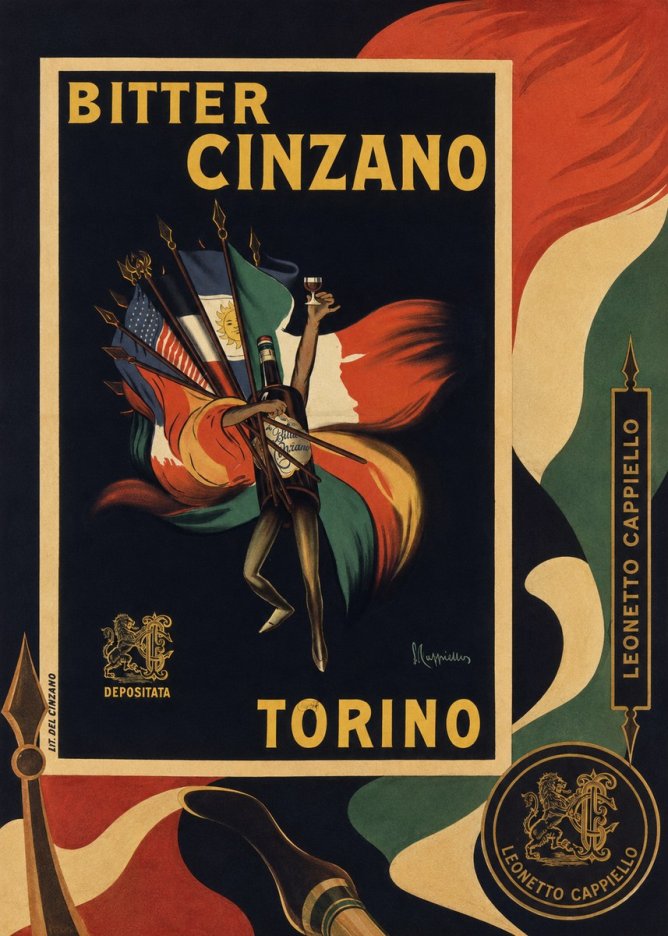 Leonetto Cappiello Bitter Cinzano Torino No6 - Póster