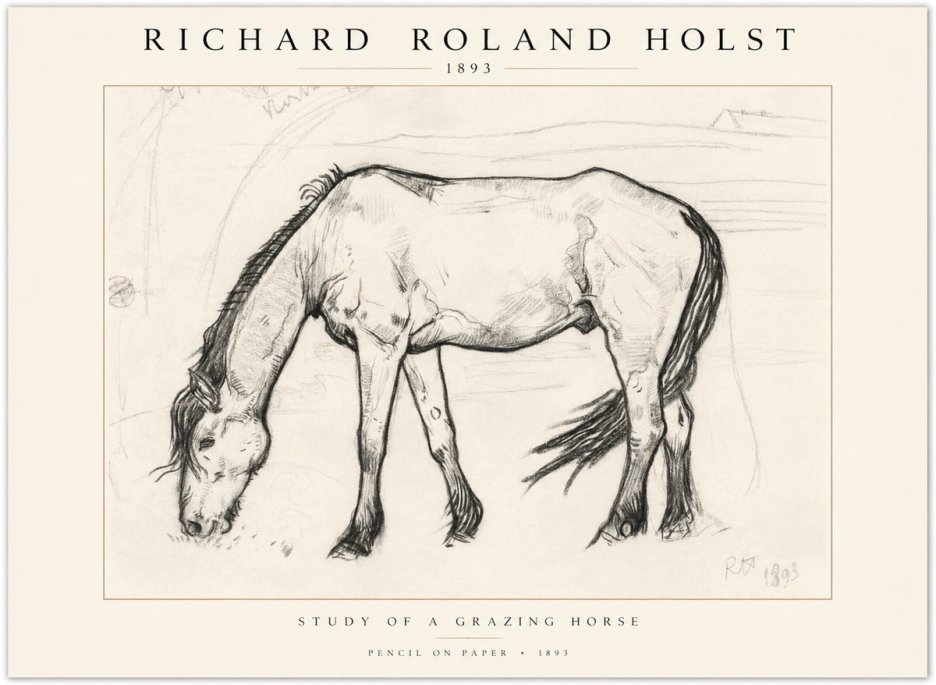 Richard Roland Holst Study of a Grazing Horse No1 - Póster