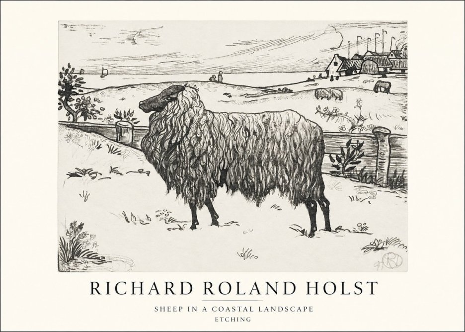 Richard Roland Holst Sheep in a Coastal Landscape No1 - Póster