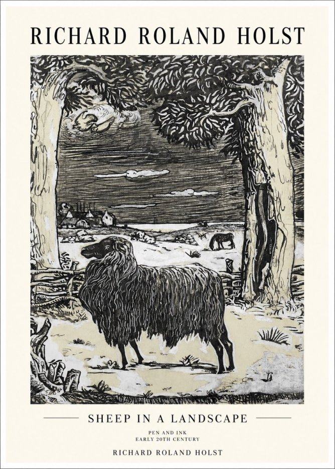 Richard Roland Holst Sheep in a Landscape No1 - Póster