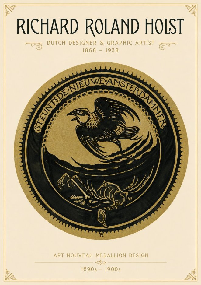 Richard Roland Holst Art Nouveau Medallion Design No3 - Póster