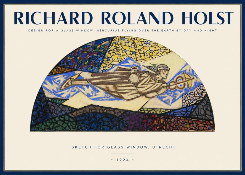Richard Roland Holst Design for a Glass Window: Mercurius Flying over the Earth by Day and Night No2 - Póster