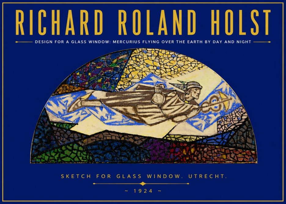 Richard Roland Holst Design for a Glass Window: Mercurius Flying over the Earth by Day and Night No5 - Póster